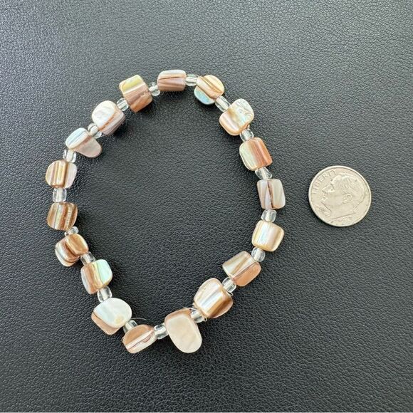 Bracelet  Brown Abstract Beads Elastic Bracelet Boho - Picture 3 of 6